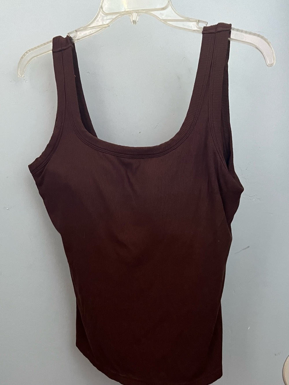 Classic Ribbed Scoop Tank Top - Brown